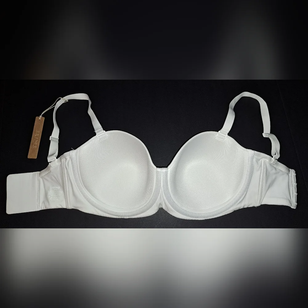 💕SKIMS Fits Everybody Lightly Lined Underwire Strapless Bra White MARBLE 32DDDD - Picture 5 of 12